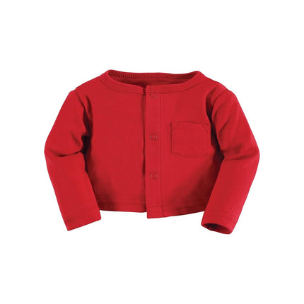 Hudson Baby Conjunto de Vestido y Cárdigan de Algodón para Bebés Niñas, Bosque de Invierno Rojo, 5T