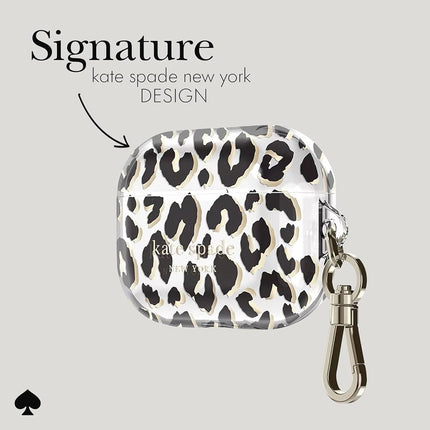 kate spade new york AirPods Pro Protective Case with Keychain Ring - City Leopard, Compatible with AirPods Pro 2nd / 1st Generation