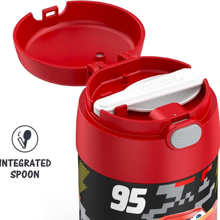 THERMOS FUNTAINER 10 Ounce Stainless Steel Vacuum Insulated Kids Food Jar with Spoon, Cars