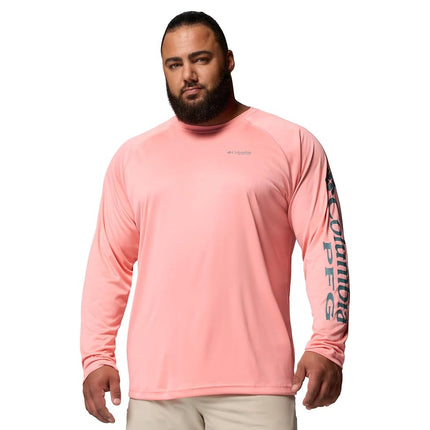 Columbia Mens PFG Terminal Tackle Long Sleeve Shirt, Sorbet/Metal Logo, Medium