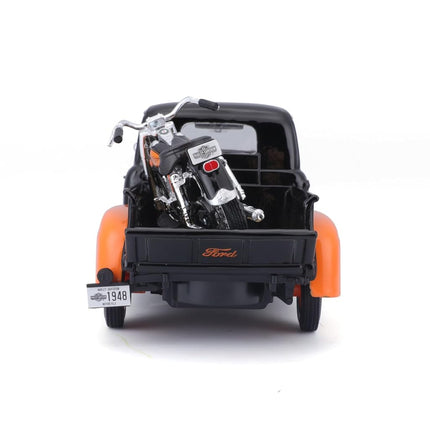 Maisto 1:24 W/B Harley Davidson 1948 Ford F1 Pick up & Flh Duo Glide 1958 Diecast Vehicles