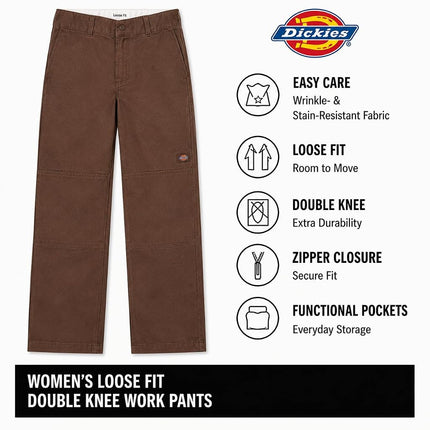 Dickies Women's Double Knee Work Pant, Brown, 26