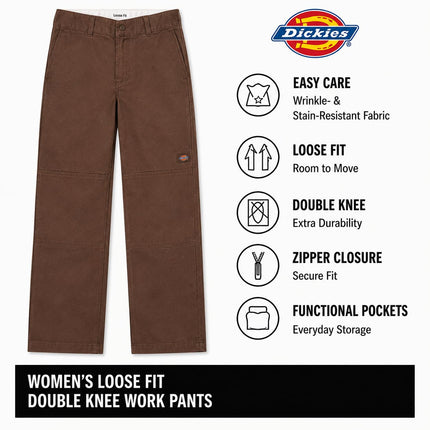Dickies Women's Double Knee Work Pant, Brown, 29
