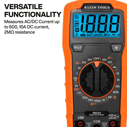 Klein Tools 80196 Digital Multimeter Kit with Case, Manual-Ranging 600V AC/DC Voltage Tester, Tests Batteries, Current, Resistance, Diodes, and Continuity, Protective Carrying Case