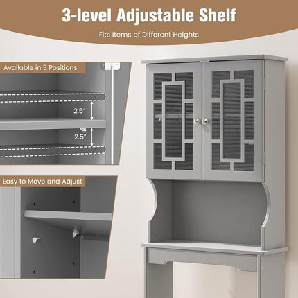 Byroce Toilet Storage Cabinet, Large, Grey
