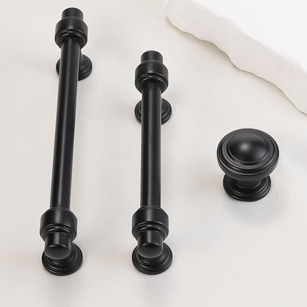 POVEFONK 10 Pack 5 Inch Matte Black Cabinet Pulls Kitchen Cabinet Handles Cabinet Hardware Kitchen Handles for Cabinets Cupboard Handles Drawer Pulls