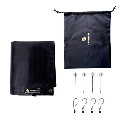 SHADEPLUS RV Awning Shade Screen Without Zipper 8'x19'3'' Black Mesh Universal Trailer Camper RV Awning Screen With Complete Kit Significantly Improves Shadow And Privacy Polyester
