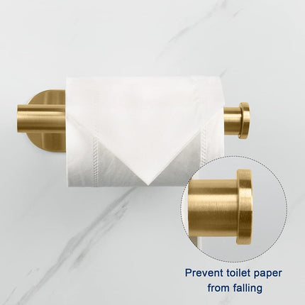NearMoon Toilet Paper Holder Self Adhesive, Premium Thicken SUS304 Stainless Steel Rustproof Adhesive Toilet Roll Holder no Drilling for Bathroom, Kitchen, Washroom (4 Pack, Brushed Gold)