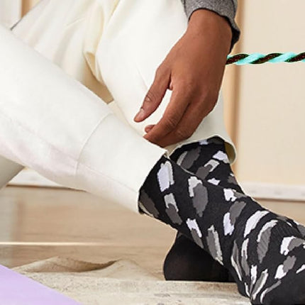 K. Bell Socks Men's Fun Patterns & Designs Crew Socks-1 Pairs-Cool & Classic Novelty Gifts, Abstract Leopard (Black), 5-12 UK