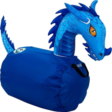 WADDLE Hip Hoppers Large Bouncy Hopper Inflatable Hopping Animal Bouncer, Supports Up to 250 Pounds, Ages 5 and Up (Blue Dragon)