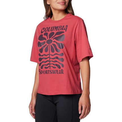 Columbia North Cascades Women's Casual T-Shirt, Daredevil/Floral Groove, X-Large