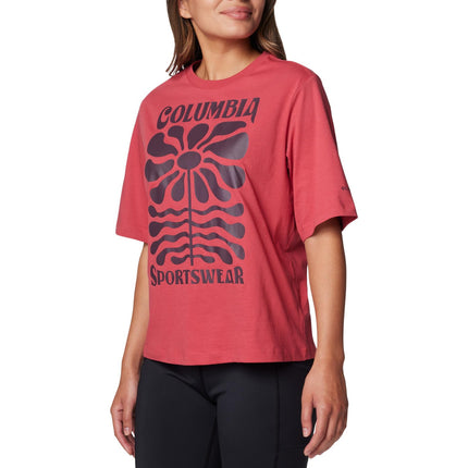 Columbia North Cascades Women's Casual T-Shirt, Daredevil/Floral Groove, X-Large