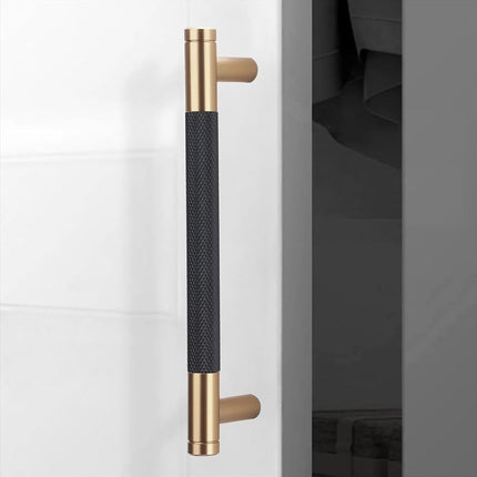 POVEFONK 10 Pack 6-5/16 inch(160mm) Black and Champagne Copper Kitchen Cabinet Handles Knurled Cabinet Pulls Black Drawer Pulls Kitchen Cabinet Hardware Kitchen Handles Drawer Pulls