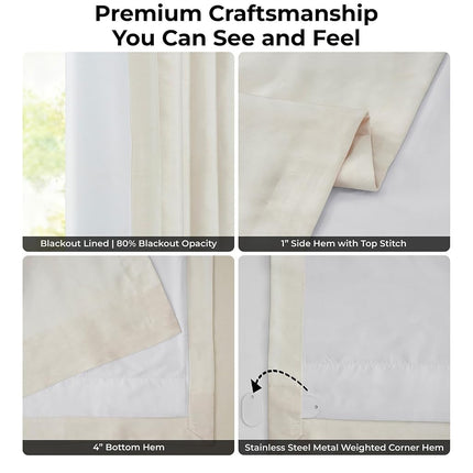 HPD Half Price Drapes Faux Silk Blackout Curtains 120 Inches Long for Bedroom & Living Room Vintage Textured Blackout Curtain (1 Panel), 50W x 120L, Off White