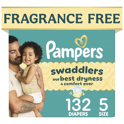 Diapers Size 5, 132 Count - Pampers Swaddlers Disp