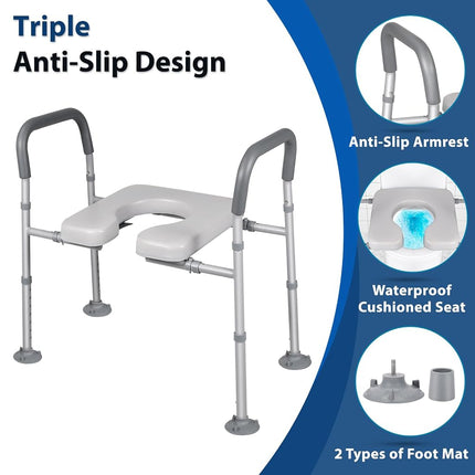 LOLLIDO Raised Toilet Seat - Width & Height Adjustable Toilet Seat Risers