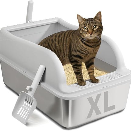 2PACK XL Enclosed Stainless Steel Litter Boxes wit