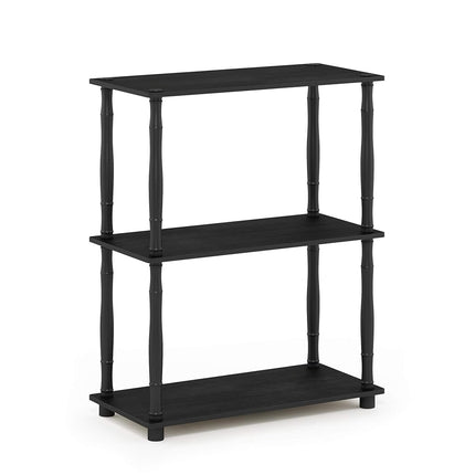 Furinno TURN-N-TUBE Storage Shelves, 3-Tier Book Shelf, Corner Shelf, Toolless Open Shelves, for Organization and Storage, Living Room, Garage, Home Office, Americano
