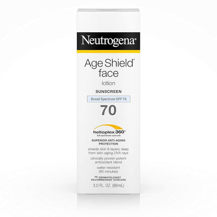Neutrogena Age Shield Anti-Oxidant Face Lotion Sunscreen, Broad Spectrum Spf 70, Oil-Free Sunscreen, Travel Size 3 Fl. Oz. (Pack of 2)