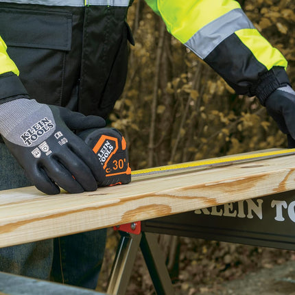 KLEIN TOOLS 60839 Winter Work Gloves, Knit Dipped ANSI A4 Cut Resistant Gloves, Sandy Latex Coated, Fleece-Lined, Touchscreen Capable, Large