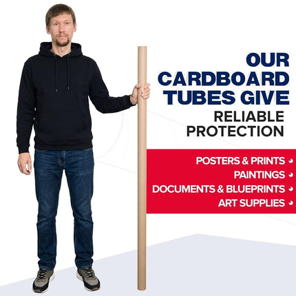 Paclord 2" x 60" Heavy-Duty Reinforced Cardboard Mailing Tube, Pack of 6 Tubes with 12 Caps – Secure USPS Approved – Great for Shipping and Storing of Prints, Artwork, Posters or Documents