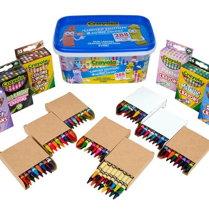 Crayola Crayon Tub (288ct), Bulk Crayons for Kids, Limited Edition Crayon Colors, Classroom Art Supplies for Preschool & Kindergarten,