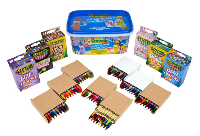 Crayola Crayon Tub (288 unidades), crayones a granel para niños, colores de crayón de edición limitada, útiles de arte para preescolar y jardín de infancia,