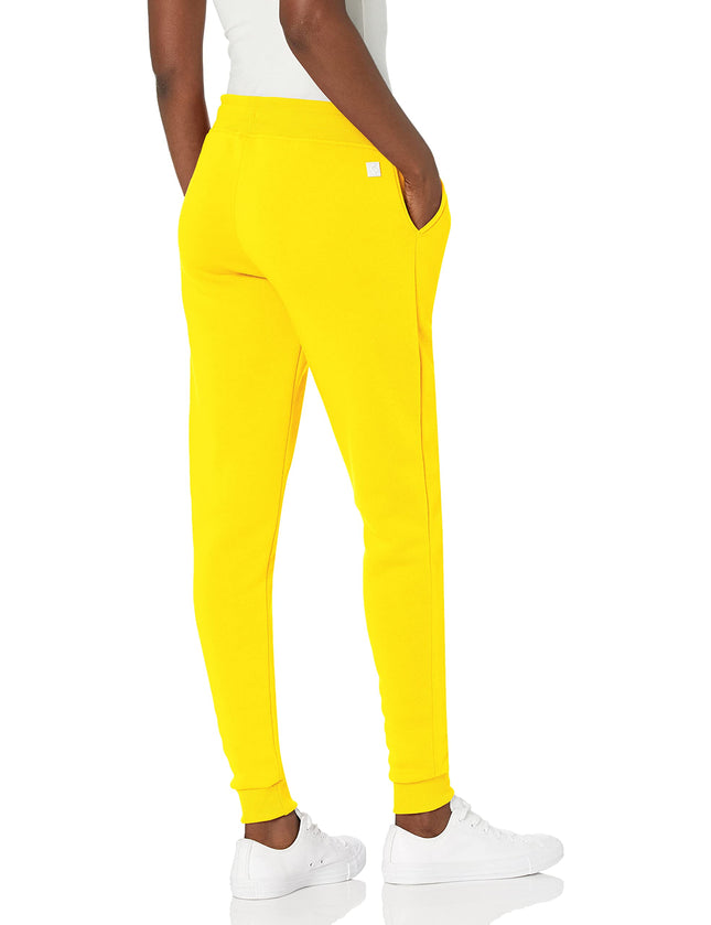 Southpole Women's Basic Fleece Joggers Junior Sweatpants, Cyber Yellow, S