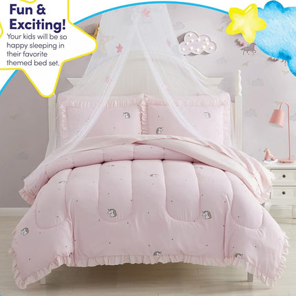 Kids Bedding Set Bed in a Bag for Boys and Girls Toddlers Printed Sheet Set and Comforter, Full, Rainbow Unicorn