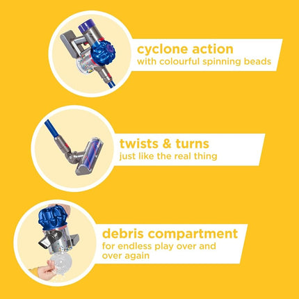 Casdon Dyson Cordless Toy Vacuum Cleaner Interactive & Officially Licensed Toy for Children Aged 3+ Realistic Role-Play Fun, Blue