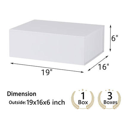 MUMUPACK White Gift Box,19x16x6 Extra Large Gift Boxes With Lids For Presents Includes Ribbon And Diy Printable Sticker Paper,Bridesmaid Proposal Box,Magnetic Gift Box For Birthday,Wedding,Graduation