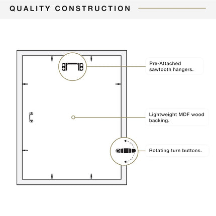 MCS Studio Gallery 16x22 Poster Frame, Display Pictures 12x18 With Mat or 16x22 Without Mat, Vertical & Horizontal Wall Hanging Large Picture Frame for Photos & Posters, Black (1-Pack)