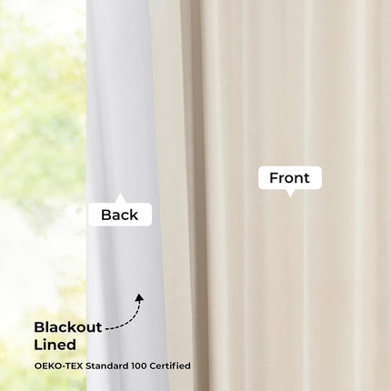 HPD Half Price Drapes Faux Silk Blackout Curtains 120 Inches Long for Bedroom & Living Room Vintage Textured Blackout Curtain (1 Panel), 50W x 120L, Off White