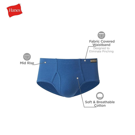 Hanes Classics Men's Underwear Briefs Pack, Mid-Rise Briefs, Stretch Cotton Underwear, Classic, 6-Pack (Colors May Vary), 6 Pack - Assorted Solids, S