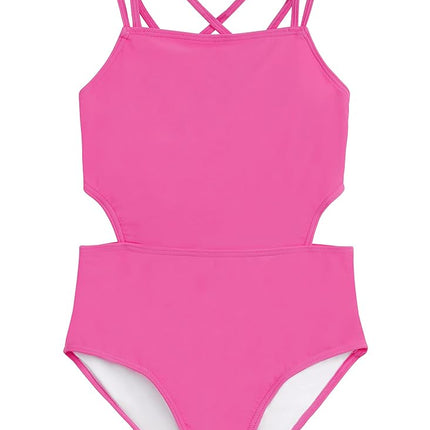 Kanu Surf Maillot de bain une pièce ajouré de sport de plage pour filles, Rose uni, 12