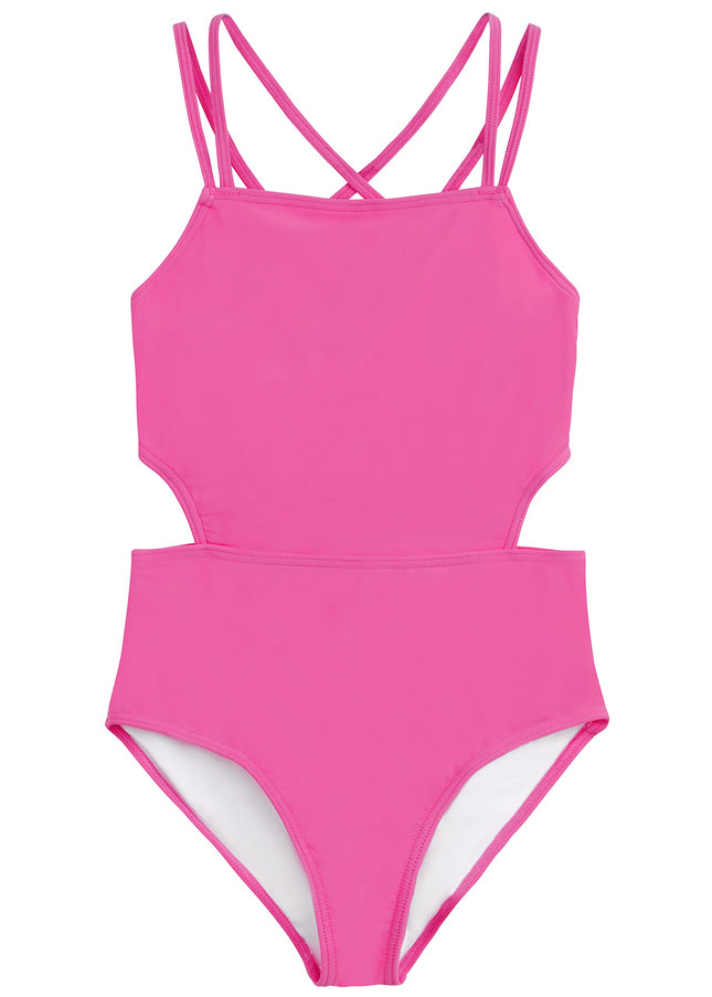 Kanu Surf Girls' Beach Sport Cut-Out One Piece Swi