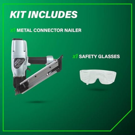 Metabo HPT Metal Connector Nailer | Pro Preferred Brand of Pneumatic Nailers | 36 Degree Short Magazine | Accepts 1-1/2-Inch to 2-1/2 Nails | Ideal for Fastening Metal Connectors to Wood | NR65AK2S