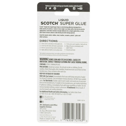 Pegamento líquido Scotch Super Glue, 2 g, 1 paquete (AD118D)
