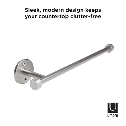 Umbra Cappa Wall Mount Paper Towel Holder – for Horizontal, Vertical and Under the Cabinet Mount, Nickel 1009237-410