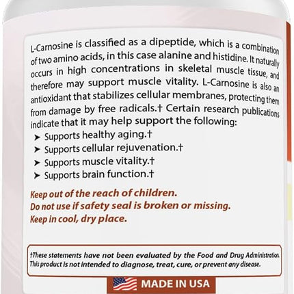 Best Naturals L-Carnosine 500 mg 100 Vcaps (100 Count (Pack of 3))