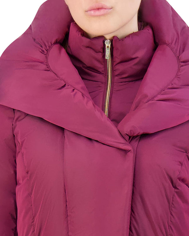 Cole Haan Women's Durable Shawled Cold Weather Coat, Ruby, M
