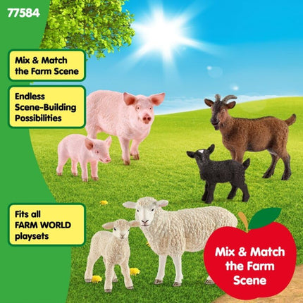 Schleich Farm World - 6PC Farm Animal Mom and Baby Set - Kids 3+ | 77584