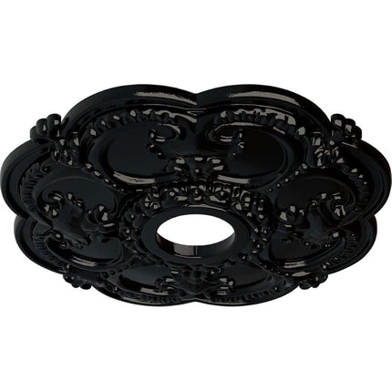 18"OD x 3 1/2"ID x 1 1/2"P Rotherham Ceiling Medallion (Fits Canopies up to 3 1/2"), Hand-Painted Black Pearl