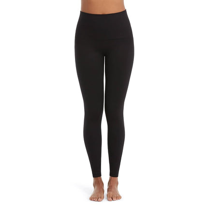 Spanx Seamless Leggings - Comfortable Athletic Wear - Core & Tummy Control for Shaping - Natural Waist Fit - Black - Medium