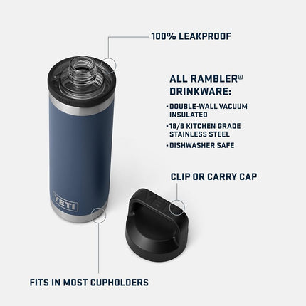 YETI Rambler 18 oz Bottle, Vacuum Insulated, Stainless Steel with Chug Cap, Charcoal