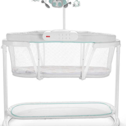 Moisés colecho con movimientos suaves Fisher-Price Baby Sleeper con luces, música, vibraciones y móvil de juguete para recién nacidos de 0+ meses, modelo Sweet Snugamonkey