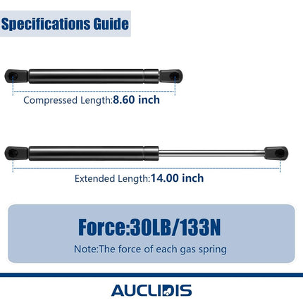 se140p30 C16-23609 14 inch 30lb/133N Gas Strut Shock Lift Support Spring for Leer Camper Shell Truck Topper Cap Canopy Door Toolbox Snugtop Replacement Parts, C16-23609, 8411qw Set of 2 by AUCLIDIS