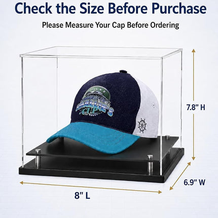 Clear hat Display case for Baseball,Acrylic Cap Holder Stand for Baseball, Football or Snapback Caps,Mini Helmet.Baseball Cap Display case with Metal feet Base