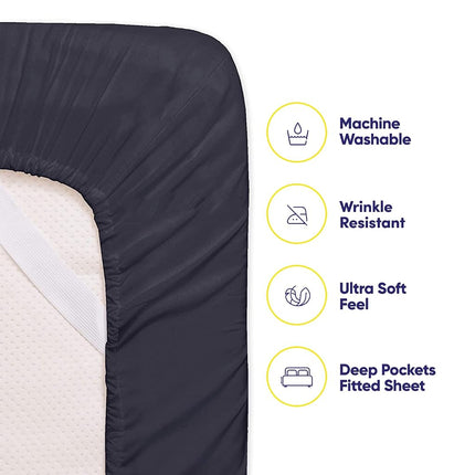 Full Size Bed Sheets - 6 Piece 1500 Supreme Collection Fine Brushed Microfiber Deep Pocket Full Sheet Set Bedding - 2 Extra Pillow Cases, Great Value, Full, Navy