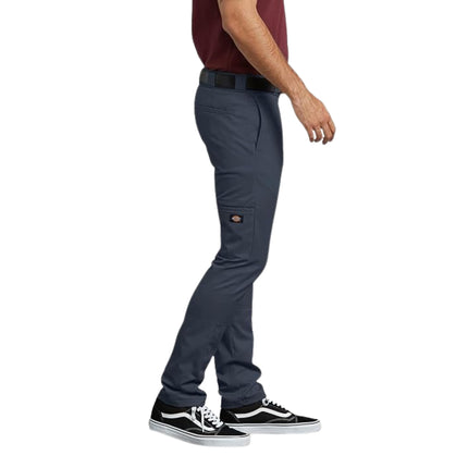 Dickies Mens Skinny Fit Double Knee Work Pants, Dark Navy, 42W x 30L
